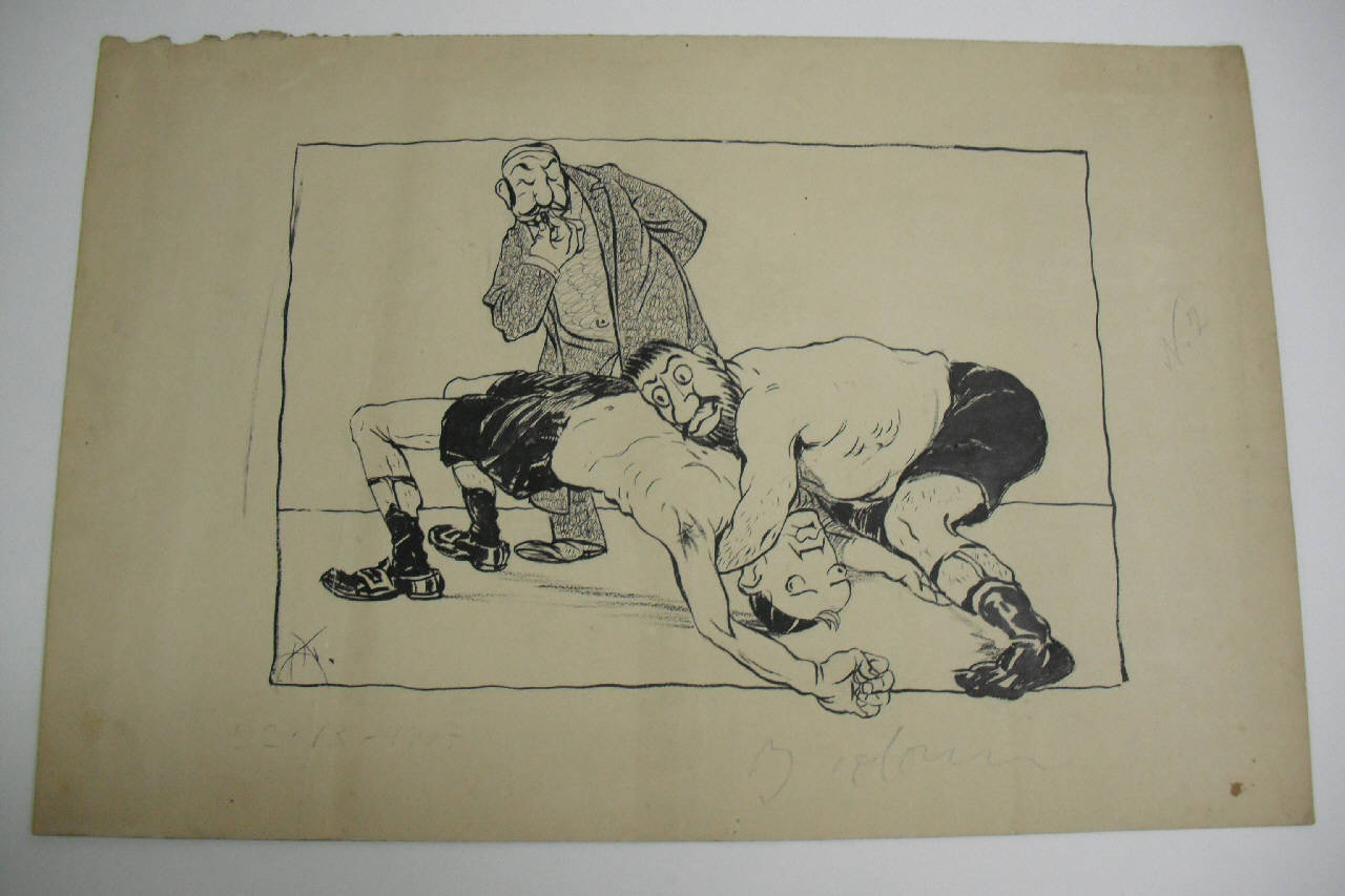 GIUOCHI DI LOTTA PEL XX SETTEMBRE. (disegno) di Mazza, Aldo (1907/09/22 - )