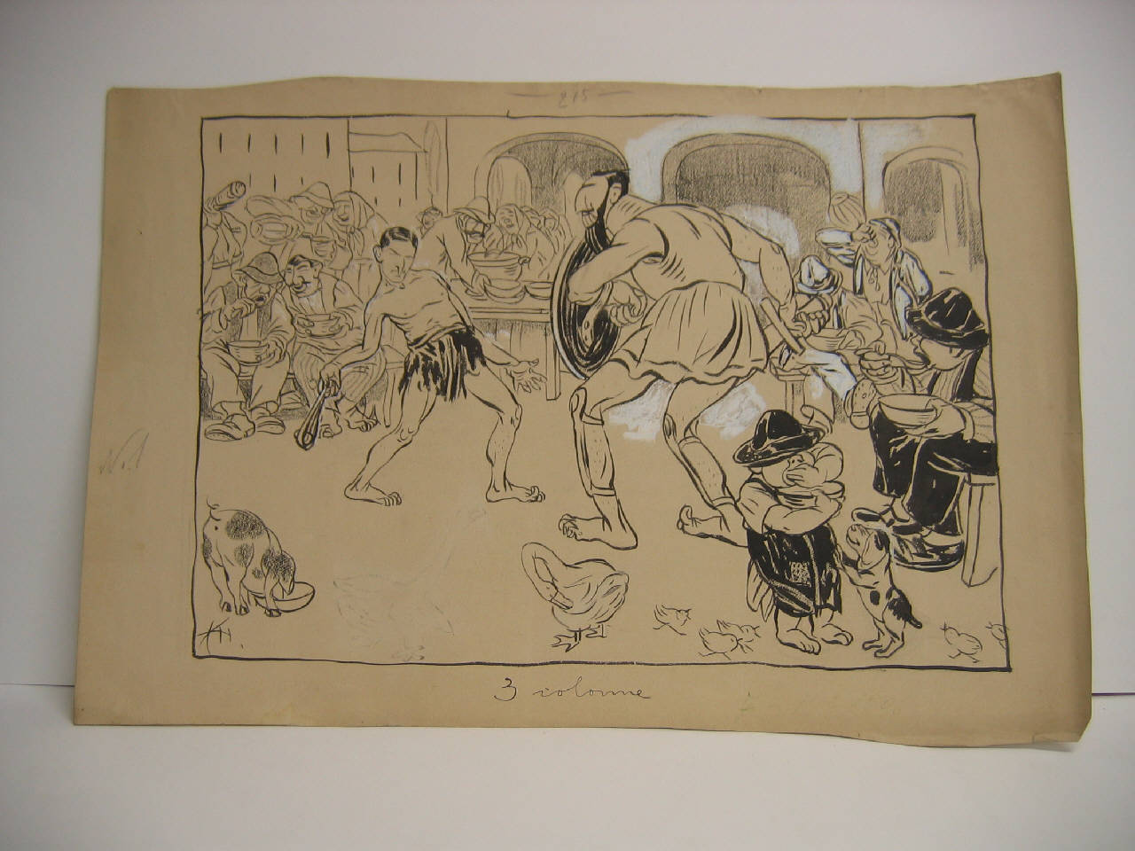 LA LOTTA ELETTORALE DI GORGONZOLA. (disegno) di Mazza, Aldo (1908/06/07 - )