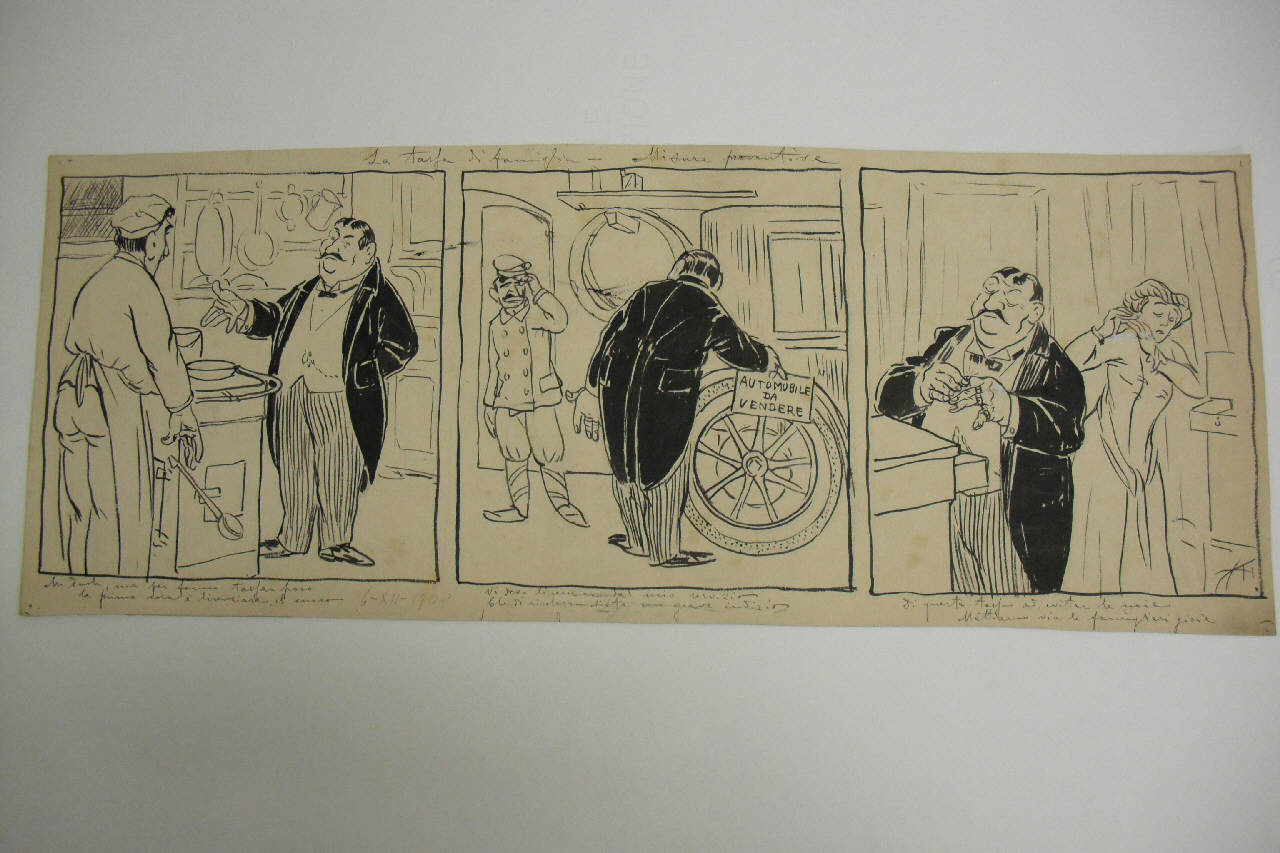 LA TASSA DI FAMIGLIA - MISURE PREVENTIVE. (disegno) di Mazza, Aldo (1908/12/06 - )