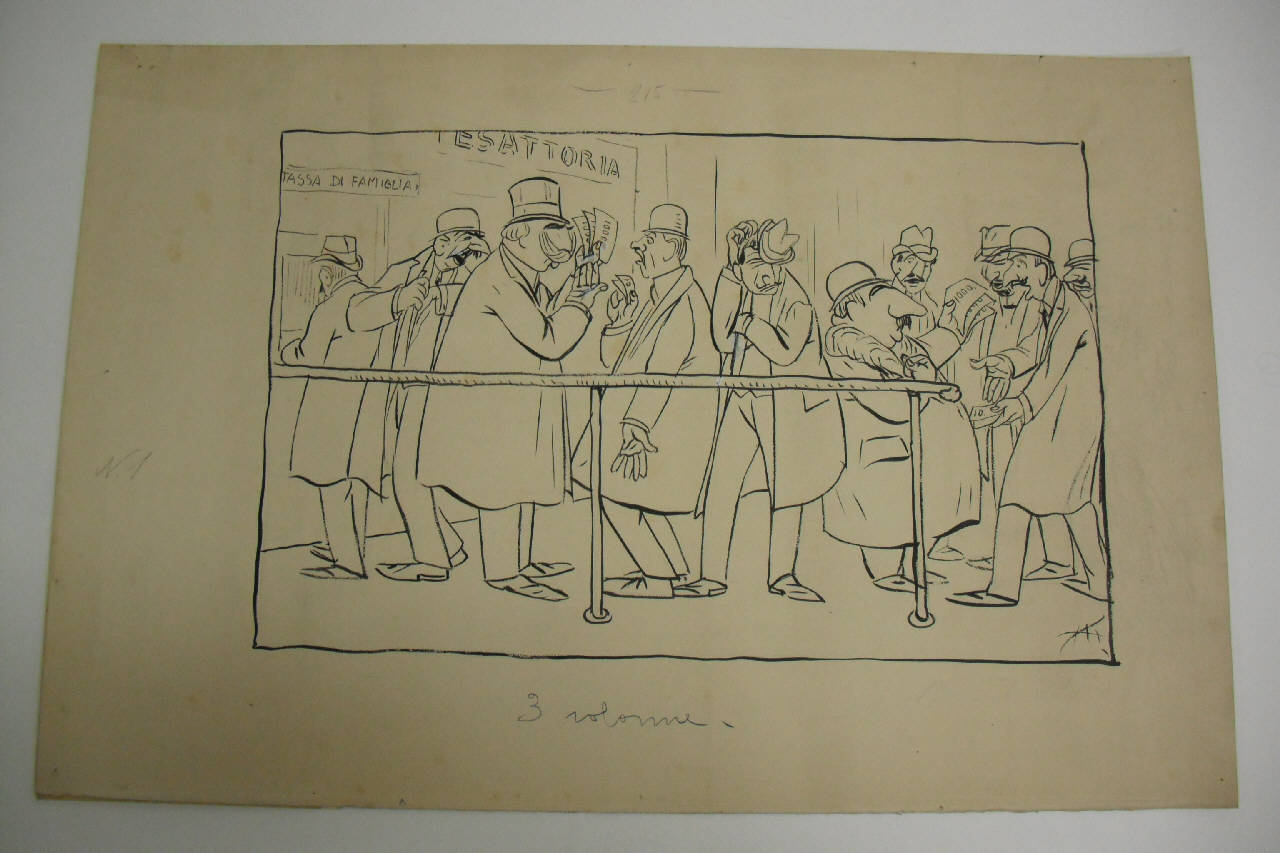 RISPOSTA ALLE LAMENTELE DEI CONTRIBUENTI. (disegno) di Mazza, Aldo (1908/12/13 - )