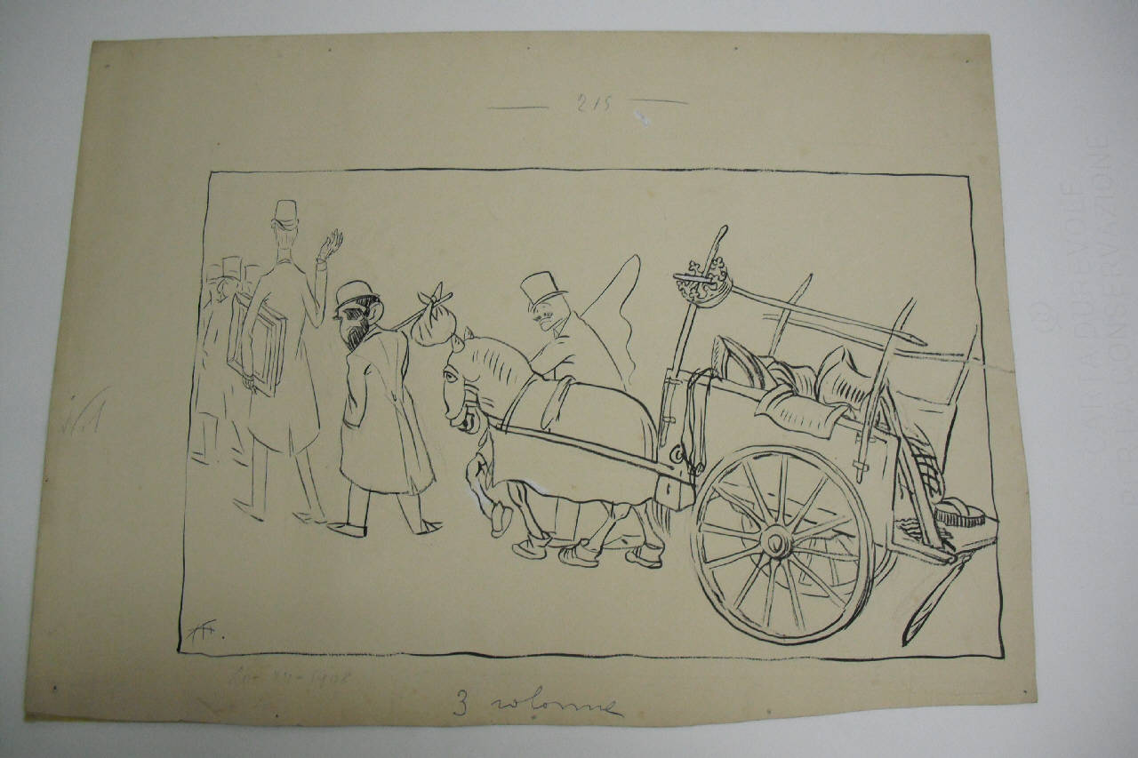 L'ESODO DEI "3800". (disegno) di Mazza, Aldo (1908/12/20 - )