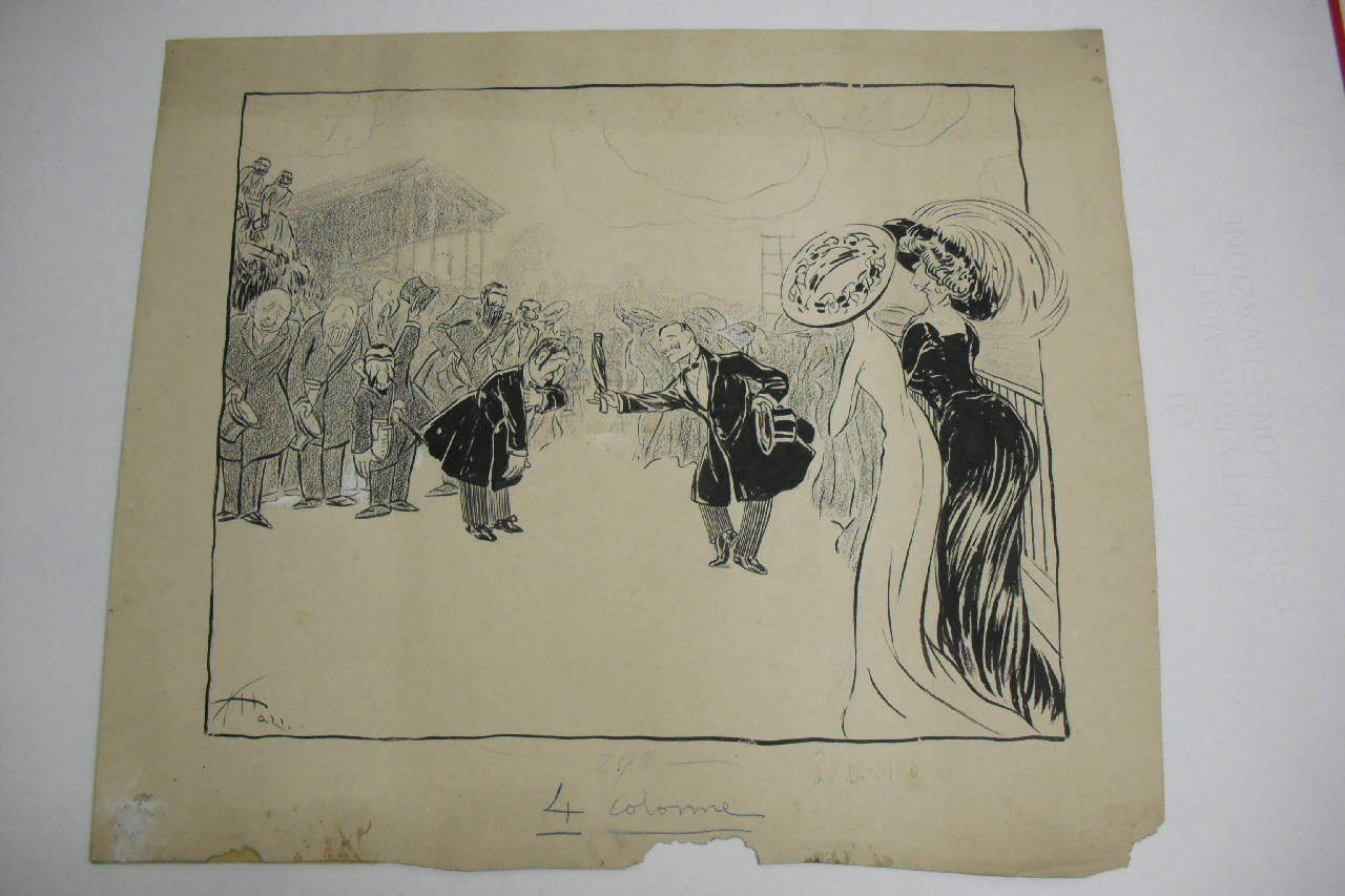 PRONOSTICI SPORTIVI PER IL 1909. (disegno) di Mazza, Aldo (1908/12/31 - )