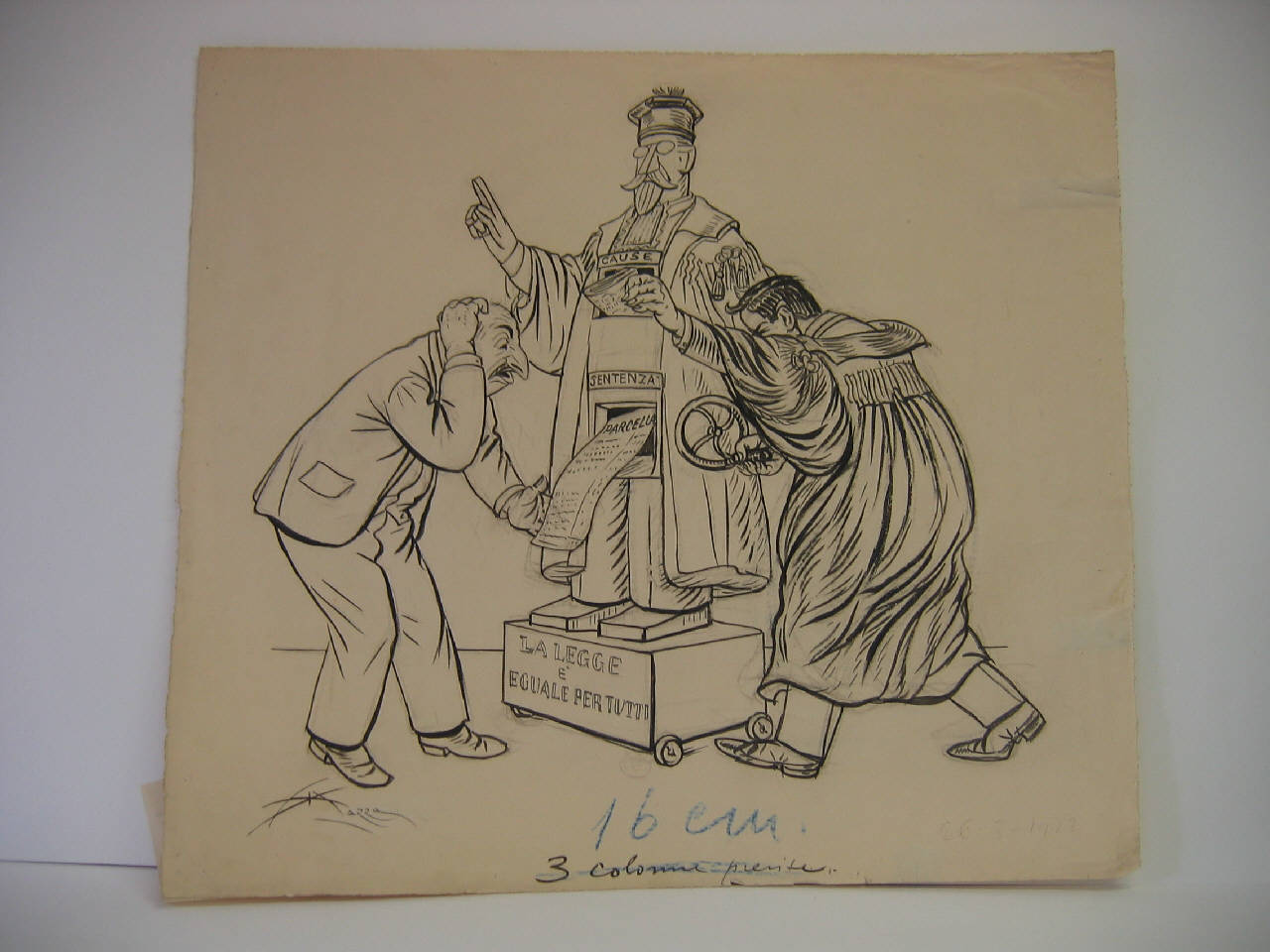 RIMEDIO AL DISSERVIZIO GIUDIZIARIO. (disegno) di Mazza, Aldo (1922/03/26 - )