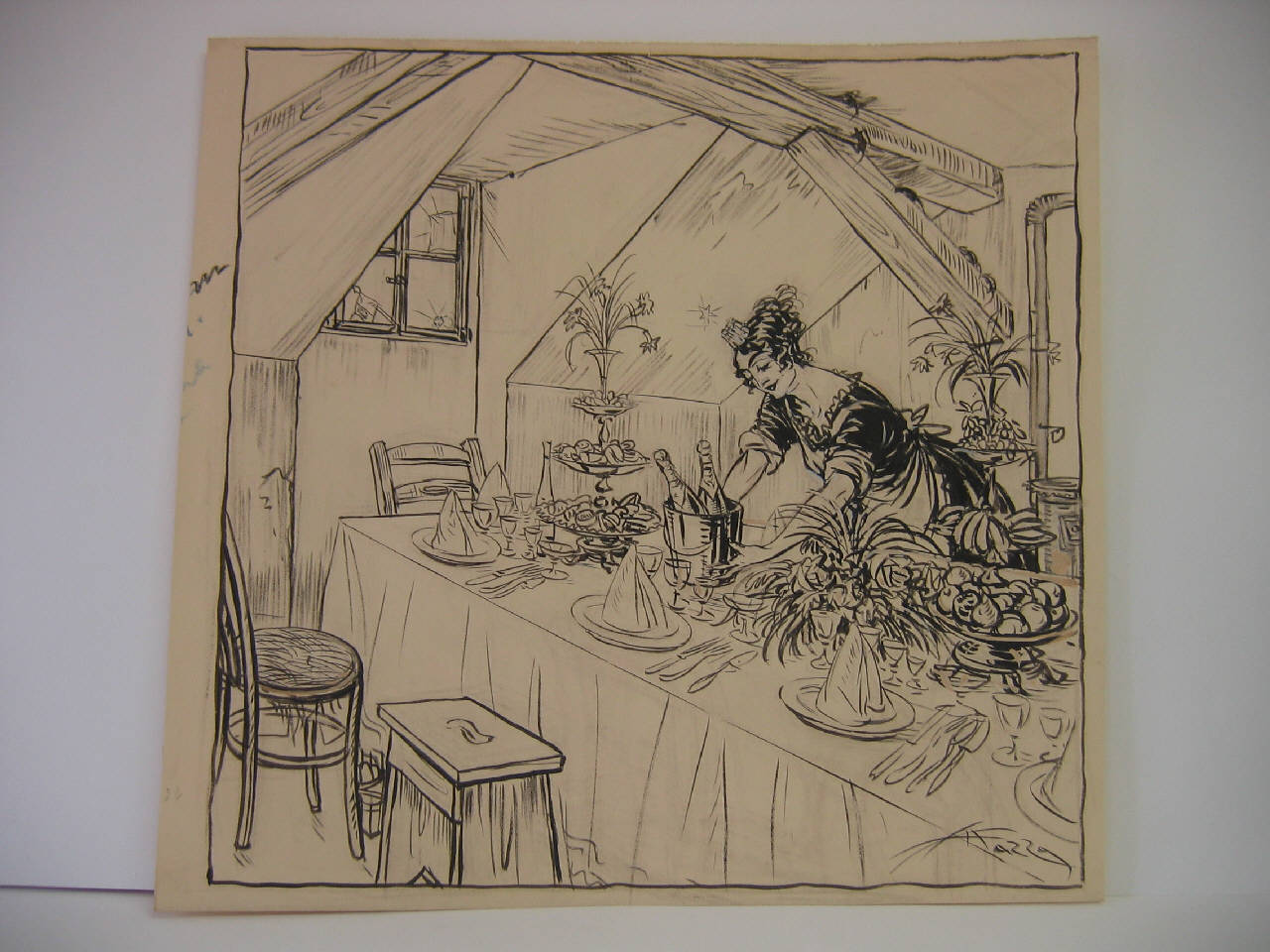 L'ITALIA ANFITRIONA A GENOVA. (disegno) di Mazza, Aldo (1922/04/30 - )