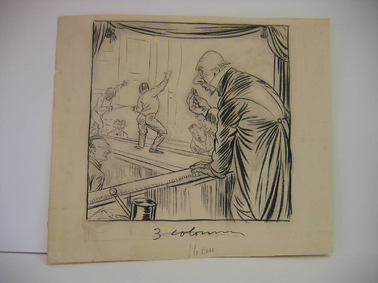 L'OPINIONE DI UN ESPERTO AL GRANDE TORNEO SCHERMISTICO ITALO - FRANCESE. (disegno) di Mazza, Aldo (1922/05/28 - )