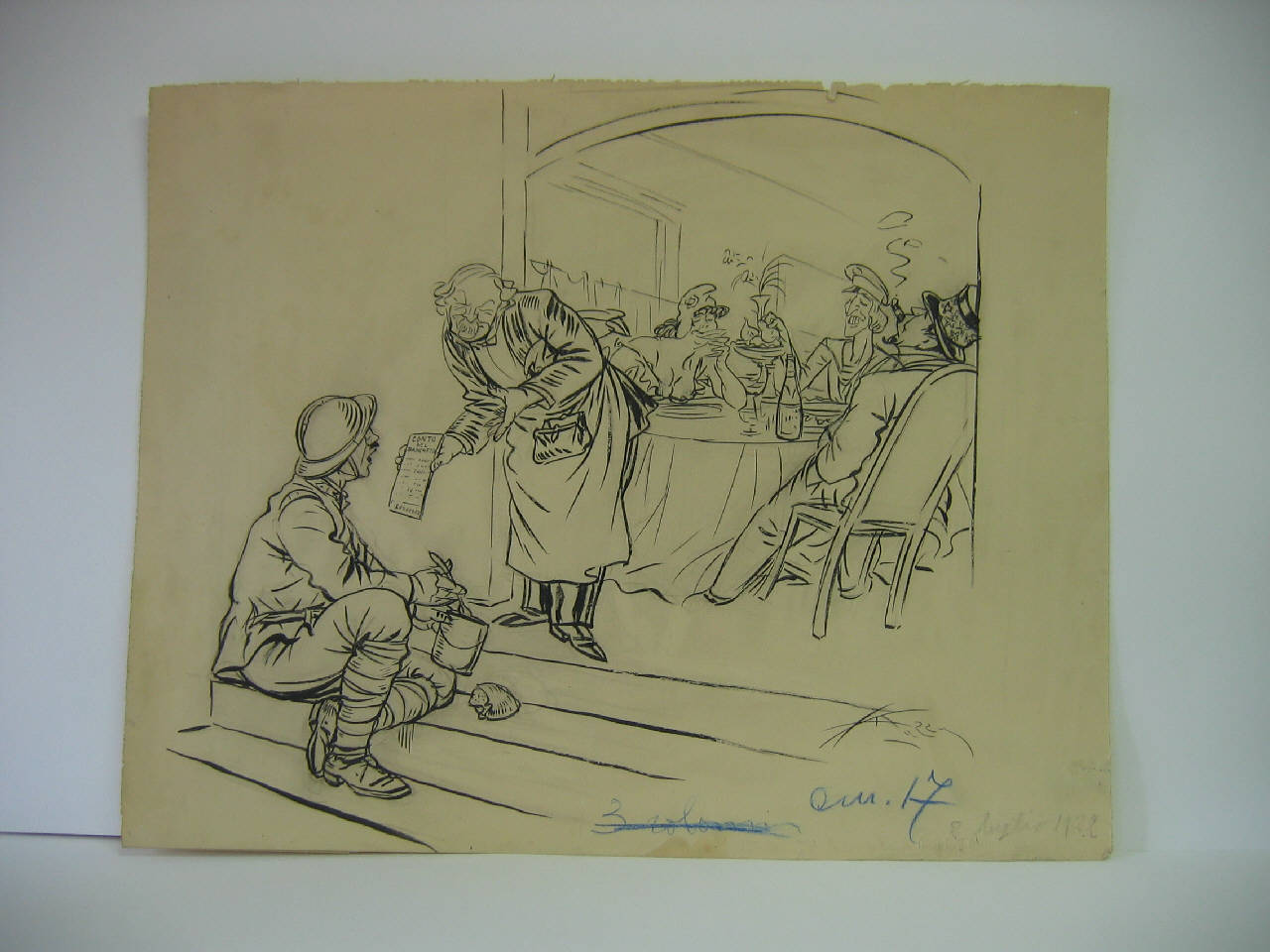 L'INGHILTERRA CHIEDE GLI INTERESSI. (disegno) di Mazza, Aldo (1922/07/02 - )