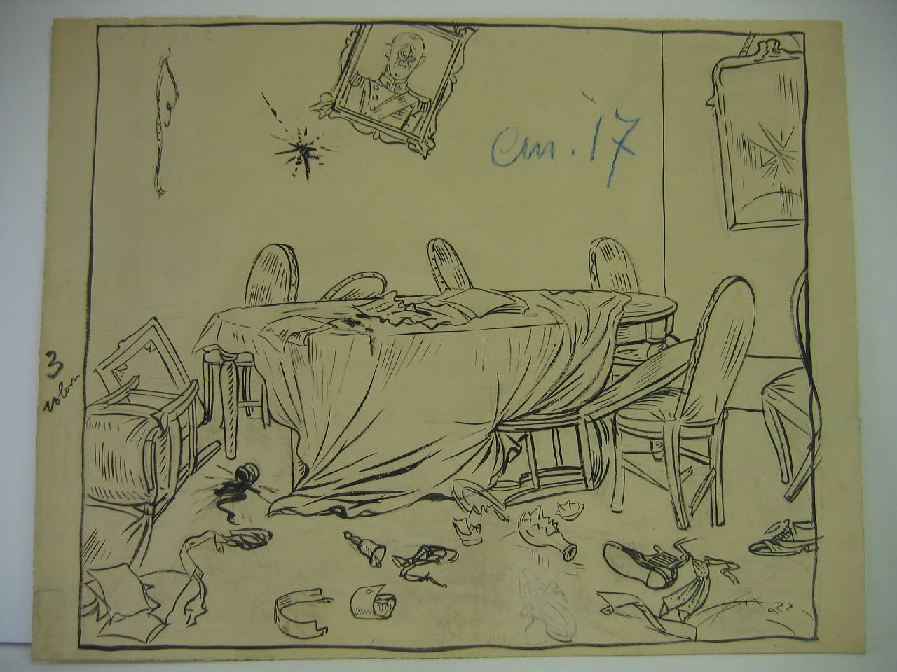 NELLA SALA DOPO IL CONSIGLIO. (disegno) di Mazza, Aldo (1922/07/09 - )