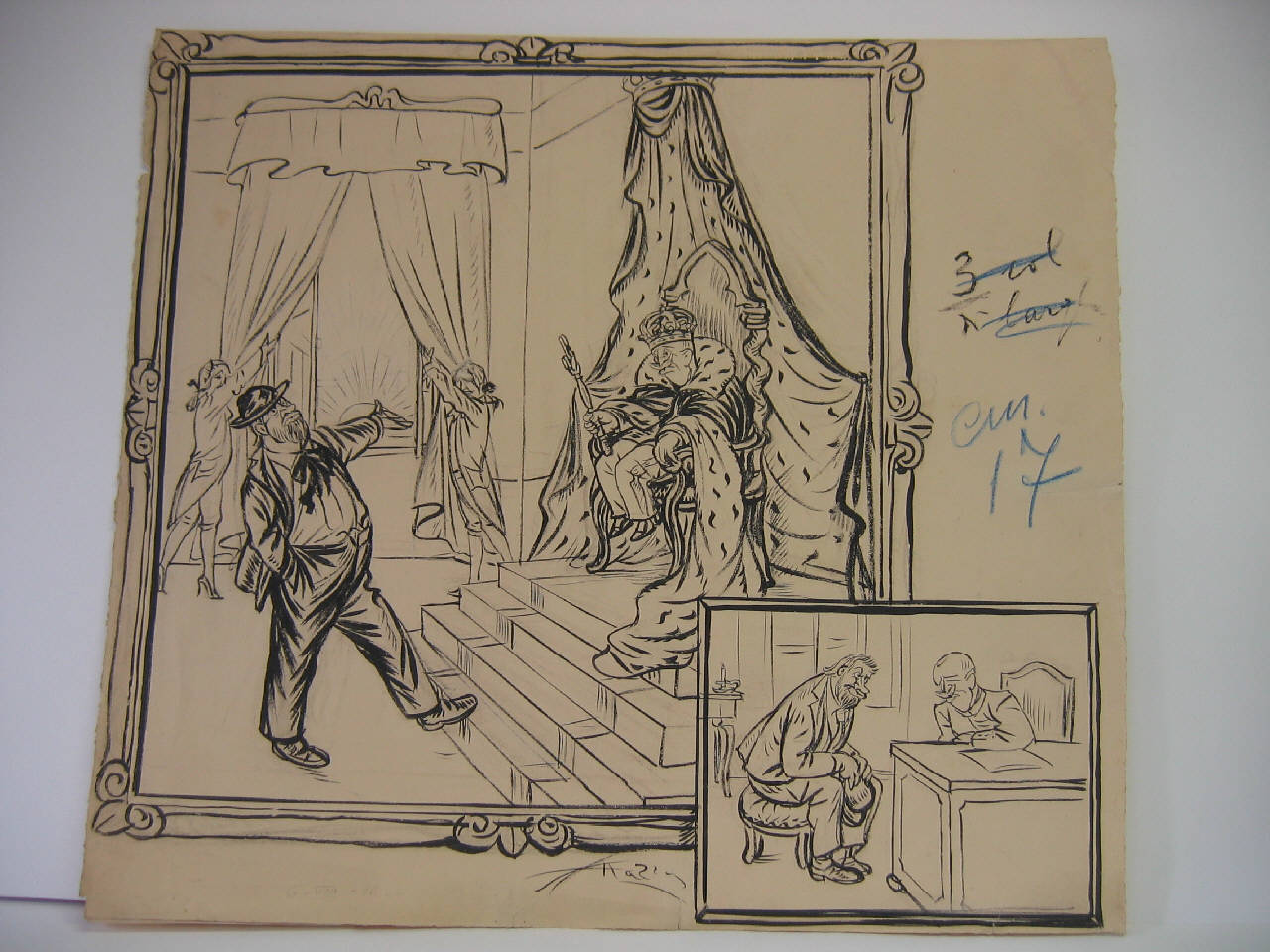 LA VISITA DI TURATI AL QUIRINALE. (disegno) di Mazza, Aldo (1922/08/06 - )