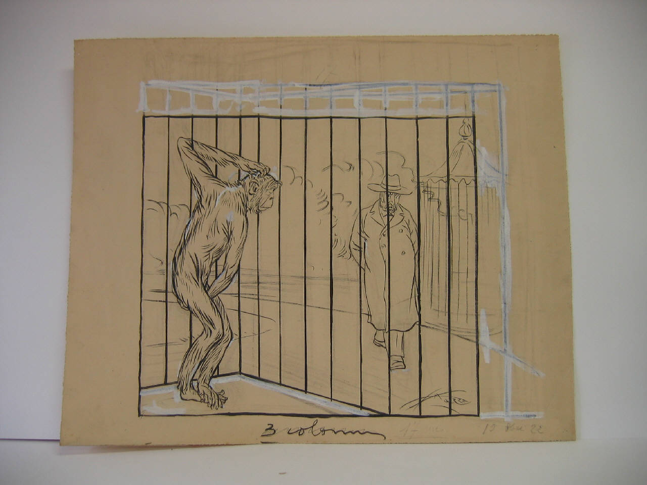 IL RITORNO DI GIOLITTI (istantanea al Giardino Zoologico di Roma). (disegno) di Mazza, Aldo (1922/10/15 - )