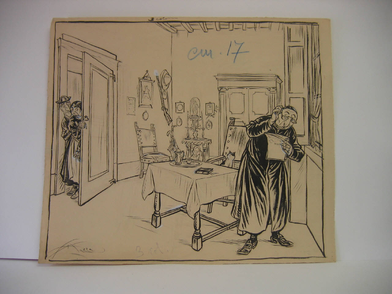 IL P.P. E LA CIRCOLARE DEL PAPA. (disegno) di Mazza, Aldo (1922/10/29 - )