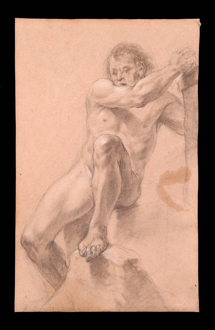 Nudo maschile seduto (disegno) - ambito lombardo (sec. XVIII)