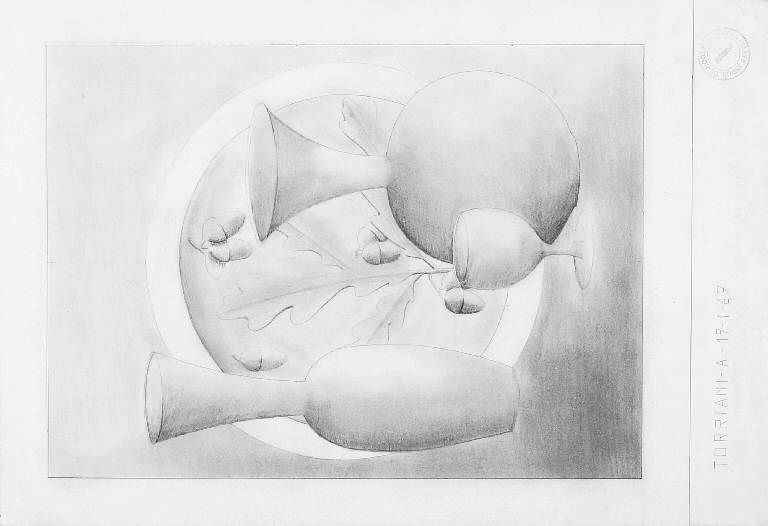 Natura morta con vasi (disegno) di Torriani Angelo (seconda metà sec. XX)