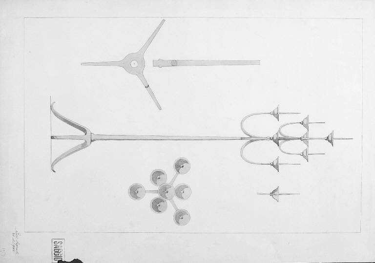 FRAGOLA, Studi di ferri battuti (disegno) di Argenti Loris (secondo quarto sec. XX)