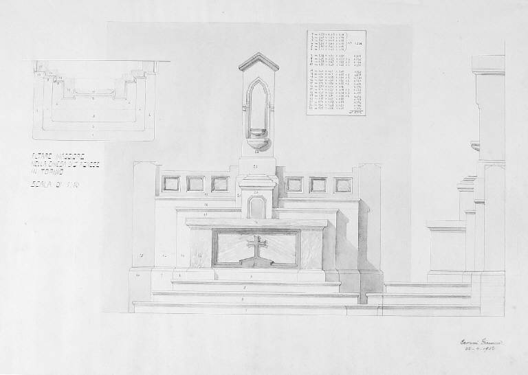 STUDIO DI ALTARE (disegno) di Cassani Giacomo (secondo quarto sec. XX)