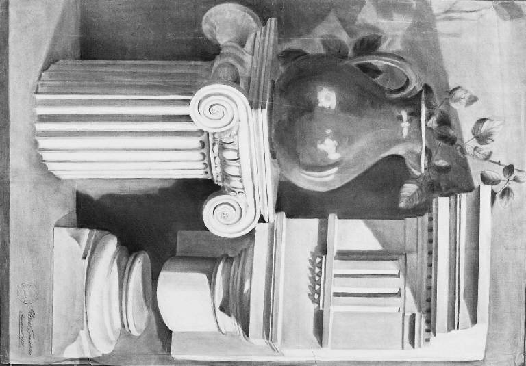 Natura morta con brocca e capitelli (disegno) di Clerici Francesco (secondo quarto sec. XX)