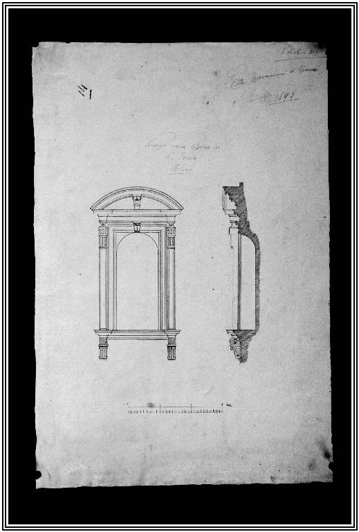 Nicchia nella chiesa di San Fedele, Milano, STUDIO DI ORNATO ARCHITETTONICO (disegno) di Rizzi Giovanni di Giosué (fine sec. XIX)