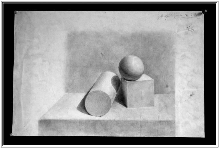 STUDIO DI ELEMENTI GEOMETRICI (disegno) di Galli Alfredo (fine sec. XIX)