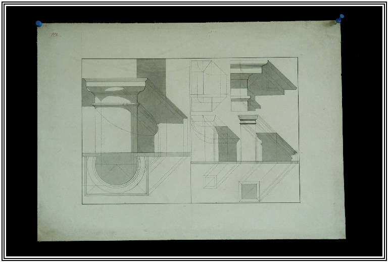 STUDIO DI ELEMENTI ARCHITETTONICI (disegno) di ? (Allievo della Scuola d'arte Industriale di Viggiù) (fine/inizio secc. XIX/ XX)