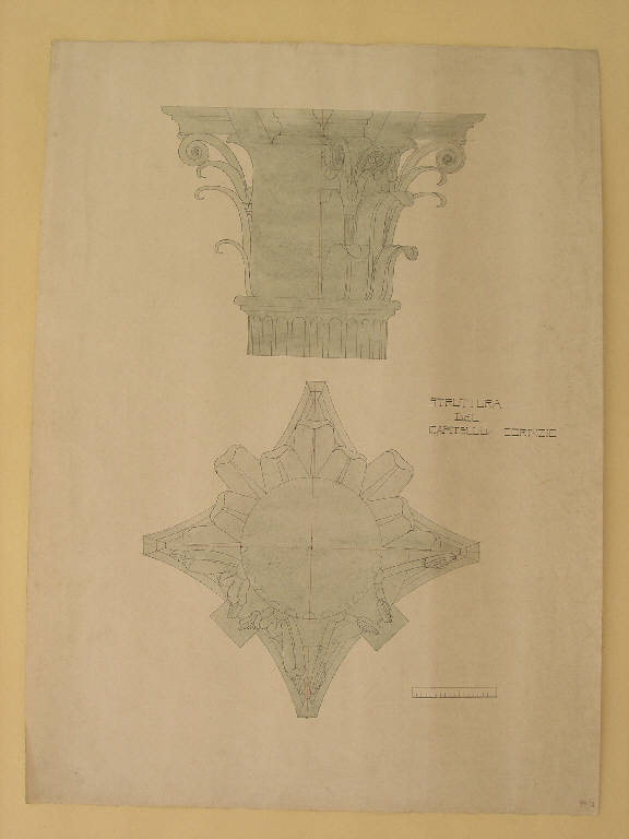 Studio di capitello corinzio, STUDIO DI PROSPETTIVA ARCHITETTONICA (disegno) di Bernasconi Gaetano (primo quarto sec. XX)