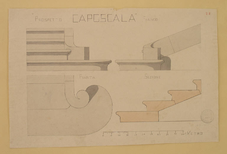 Caposcala, STUDIO DI ELEMENTO ARCHITETTONICO (disegno) di Bianchi Leonardo fu Giuseppe (inizio sec. XX)