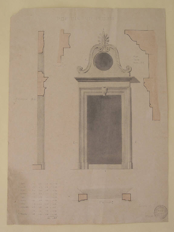 Portina per pedoni, STUDIO DI PROSPETTIVA ARCHITETTONICA (disegno) di Bottinelli Antonio (inizio sec. XX)