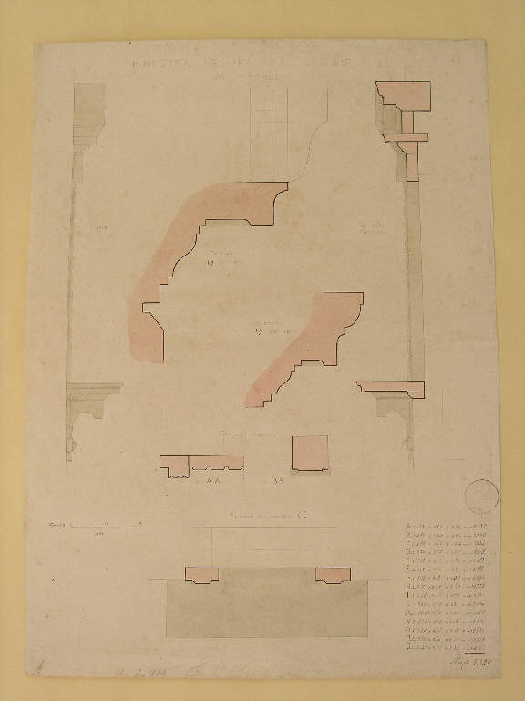 Finestra nel Palazzo Vecchio di Firenze, STUDIO DI ELEMENTI ARCHITETTONICI (disegno) di Bottinelli Antonio (inizio sec. XX)