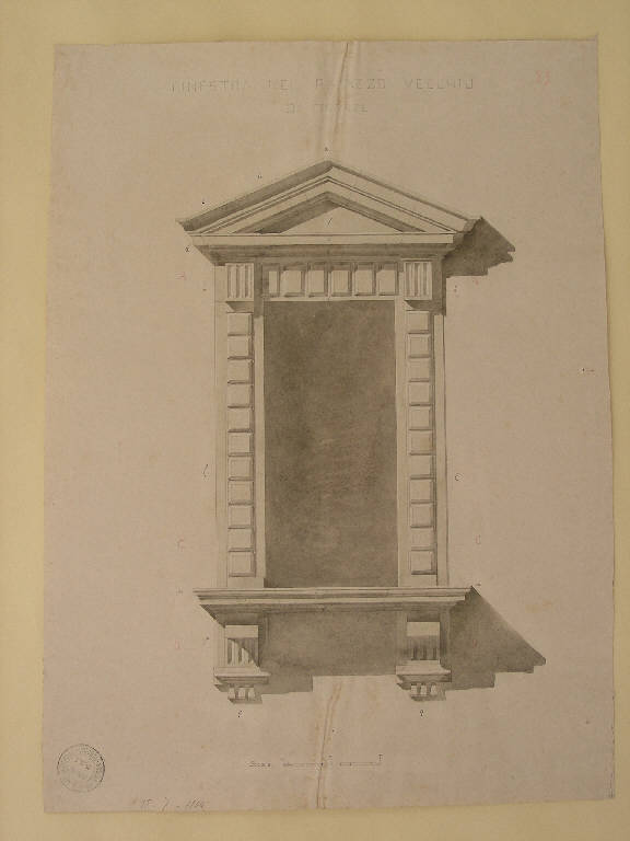 Finestra nel Palazzo Vecchio di Firenze, STUDIO DI ELEMENTI ARCHITETTONICI (disegno) di Bottinelli Antonio (inizio sec. XX)