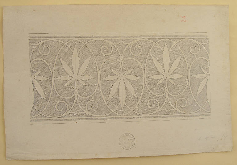 MOTIVO DECORATIVO VEGETALE STILIZZATO (disegno) di Bottinelli Stefano (inizio sec. XX)