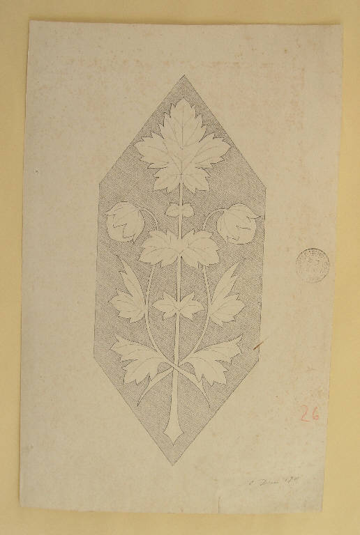 MOTIVO DECORATIVO FLOREALE (disegno) di Bottinelli Stefano (inizio sec. XX)