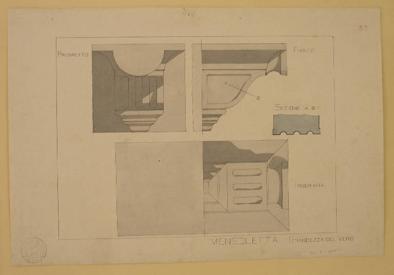 mensoletta, STUDIO DI ORNATO (disegno) di Giudici Remigio fu Francesco (inizio sec. XX)