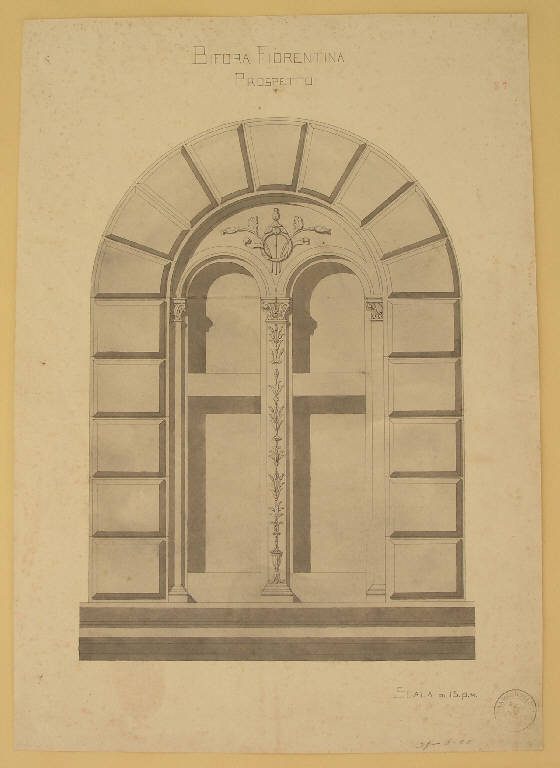 Bifora fiorentina, STUDIO DI ARCHITETTURA (disegno) di Giudici Remigio fu Francesco (inizio sec. XX)