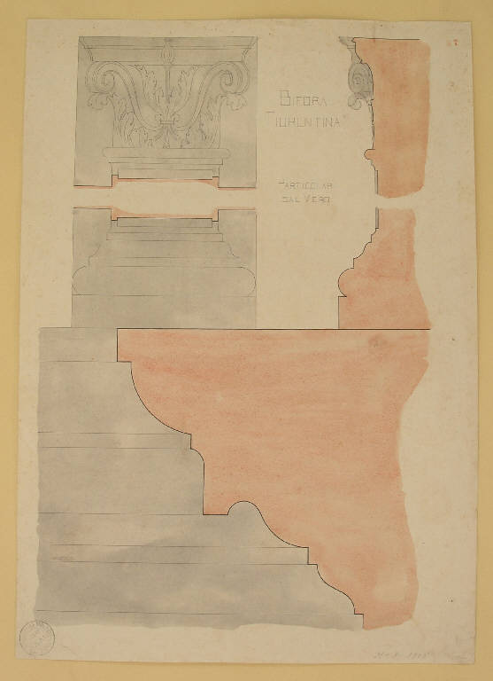 Bifora fiorentina, STUDIO DI ARCHITETTURA (disegno) di Giudici Remigio fu Francesco (inizio sec. XX)