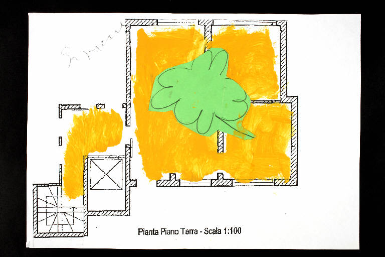 Composizione di forme geometriche, forme organiche e colore (disegno) di Abate, Susanna (sec. XXI)