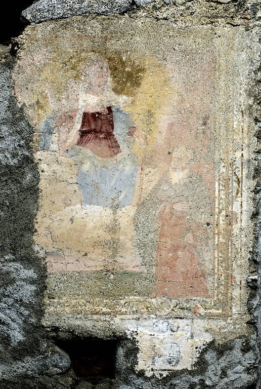 Madonna del Rosario e santo (dipinto murale) - ambito lombardo (sec. XVII)