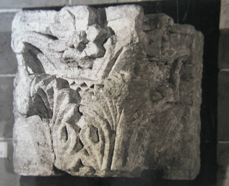 Motivi decorativi vegetali stilizzati (capitello scolpito) - ambito pavese (sec. XII)