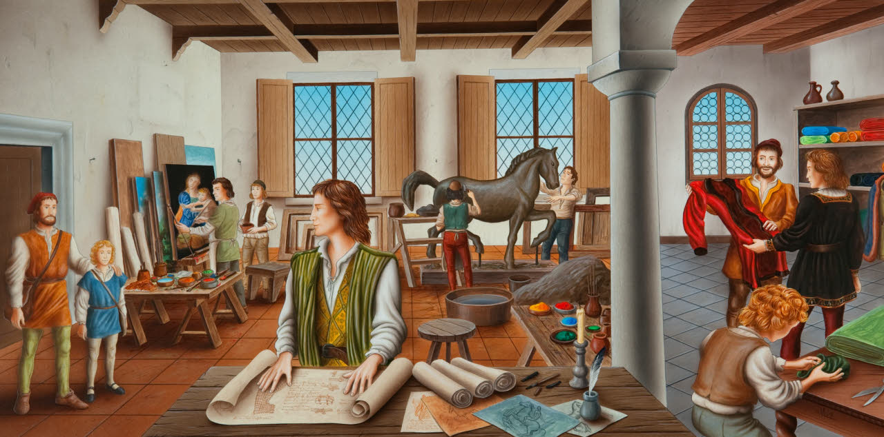 Leonardo e Salaino, Leonardo da Vinci, Caprotti, Gian Giacomo, detto il Salaino (dipinto) di Miani, Michelangelo (sec. XXI)