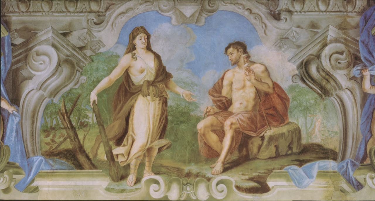 Ercole servo di Onfale, Ercole servo di Onfale (dipinto) di Anonimo - barocchetto lombardo (inizio sec. XVIII)