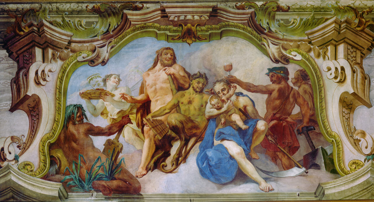 Banchetto con divinità maschili dell'Olimpo, Banchetto con divinità maschili dell'Olimpo (dipinto) di Orelli, Giuseppe Antonio - barocchetto lombardo (metà sec. XVIII)