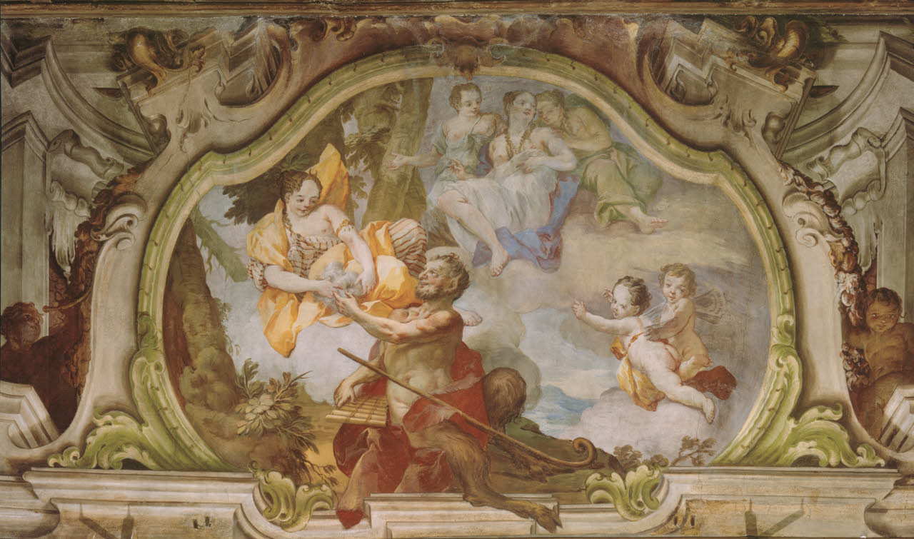 Pan adesca la dea Luna, Pan adesca la dea Luna (dipinto) di Orelli, Giuseppe Antonio - barocchetto lombardo (metà sec. XVIII)