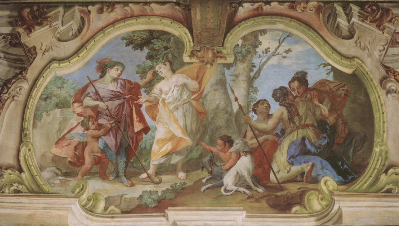Incontro tra la dea Luna ed Endemione, Incontro tra la dea Luna ed Endemione (dipinto) di Orelli, Giuseppe Antonio - barocchetto lombardo (metà sec. XVIII)