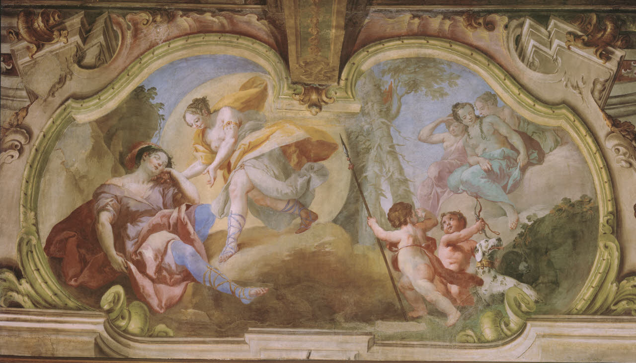 La dea Luna visita Endemione dormiente, La dea Luna visita Endemione dormiente (dipinto) di Orelli, Giuseppe Antonio - barocchetto lombardo (metà sec. XVIII)