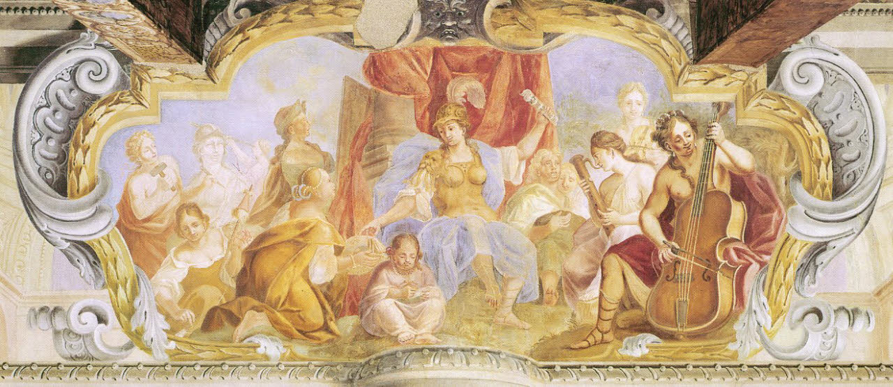Minerva protettrice delle opere di pace, Minerva protettrice delle opere di pace (dipinto) di Anonimo - barocchetto lombardo (inizio sec. XVIII)