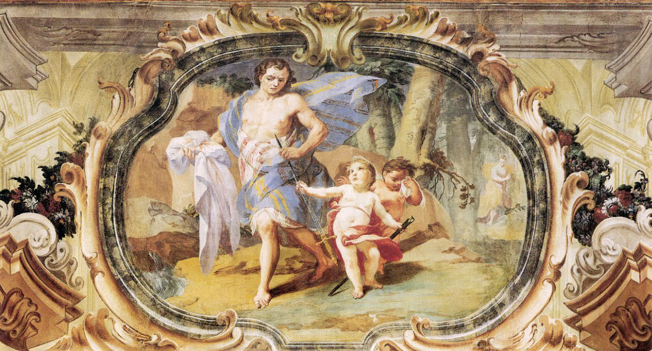 Piramo crede Tisbe morta, Piramo crede Tisbe morta (dipinto) di Orelli, Giuseppe Antonio - barocchetto lombardo (metà sec. XVIII)
