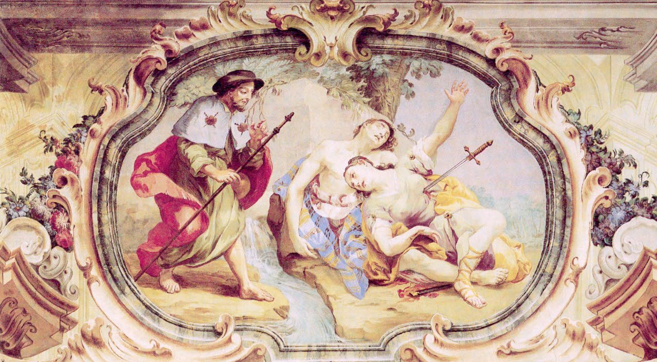 Tisbe si dà la morte, Tisbe si dà la morte (dipinto) di Orelli, Giuseppe Antonio - barocchetto lombardo (metà sec. XVIII)