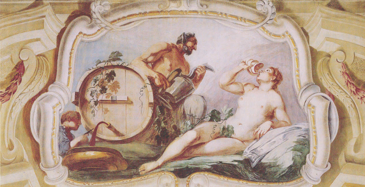 Satiro e Baccante, Satiro e Baccante (dipinto) di Donelli, Carlo, detto il Vimercati - barocchetto lombardo (inizio sec. XVIII)
