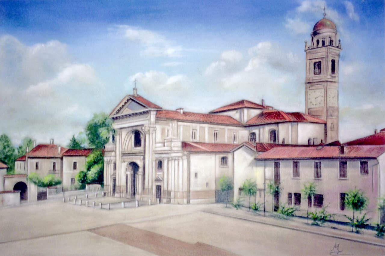Santuario della Beata Vergine (dipinto) di Mazza, Clemente (seconda metà sec. XX)