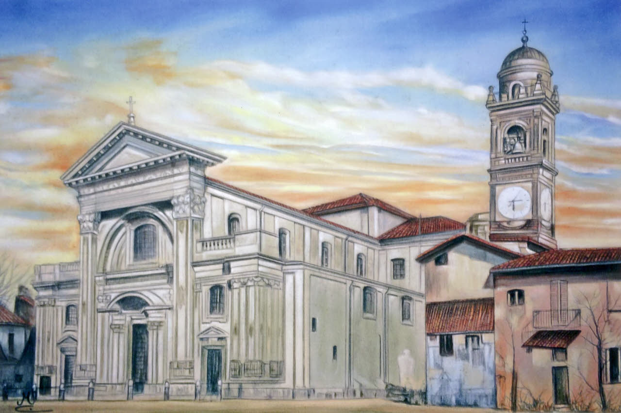 Santuario della Beata Vergine (dipinto) di Mazza, Clemente (seconda metà sec. XX)