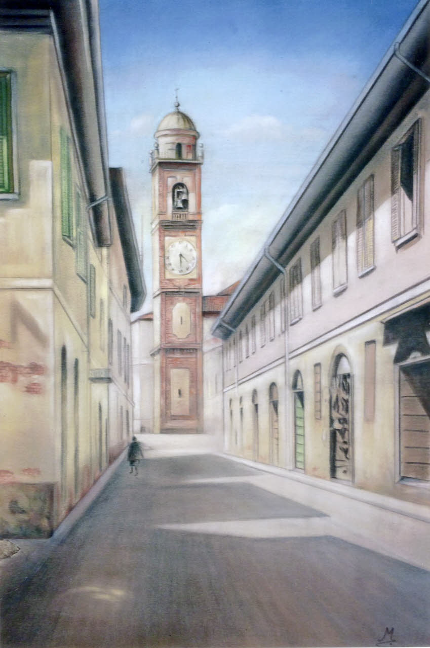 Scorcio di via Cavour, Scorcio di via Cavour (dipinto) di Mazza, Clemente (seconda metà sec. XX)