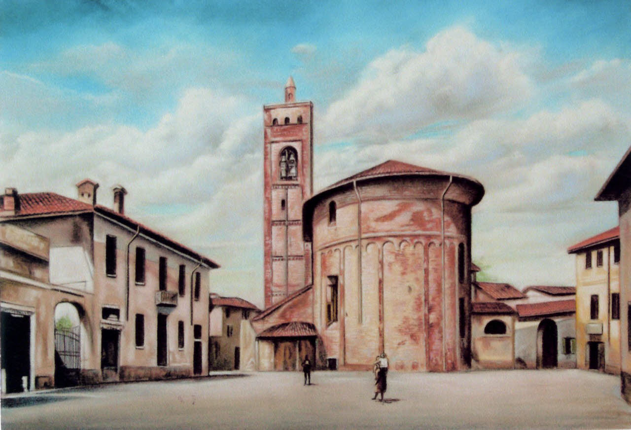 Abside della chiesa di Santo Stefano (dipinto) di Mazza, Clemente (seconda metà sec. XX)