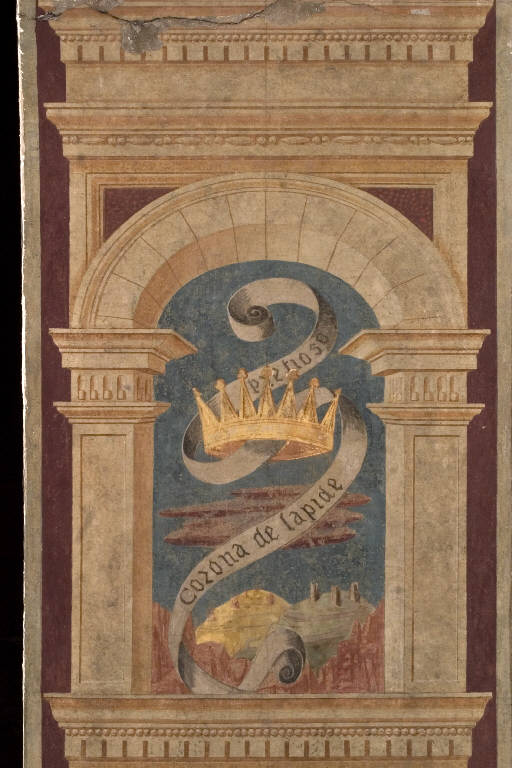 SIMBOLI CRISTOLOGICI: CORONA, ROCCIA (dipinto murale) - ambito bresciano (fine/inizio secc. XV/ XVI)